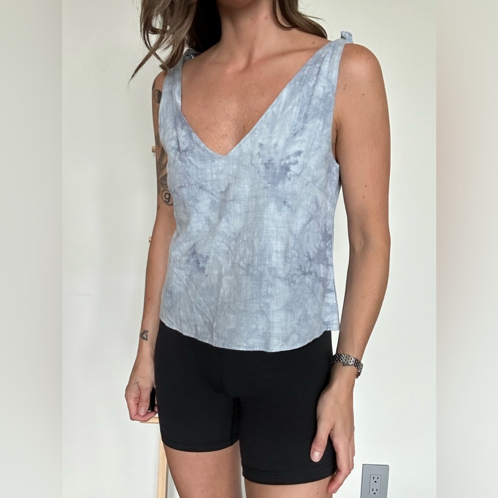 Honey Belle Blue Ice Dyed Cotton Tank Top
